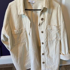 Cream corduroy shacket